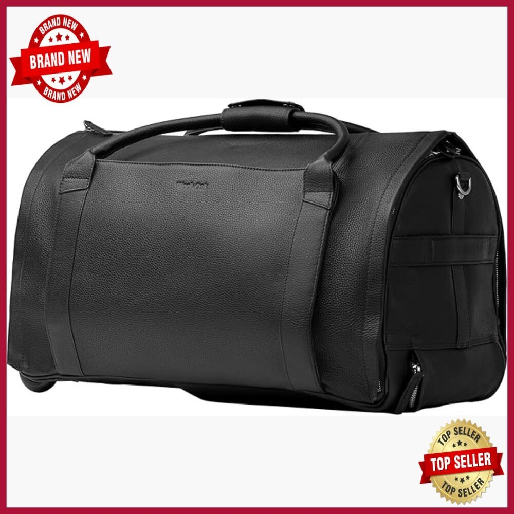 Large Rolling Duffle Bag with Wheels, Garment Compartment, Shoe Pocket, Tech
